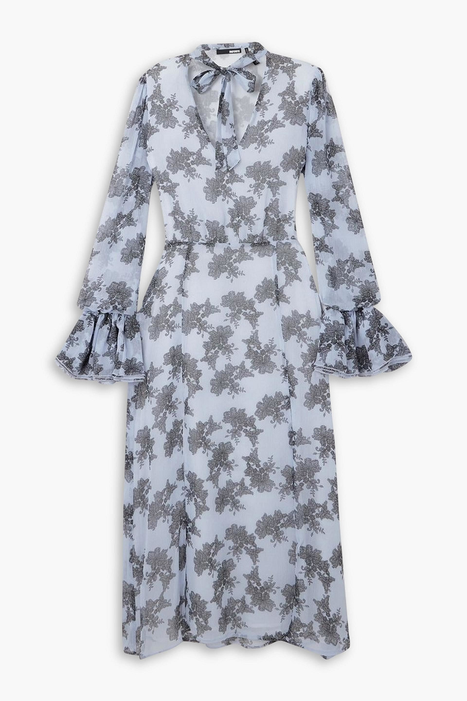 Rotate Birger Christensen Ginny Floral-print Crepon Midi Dress In Lavender
