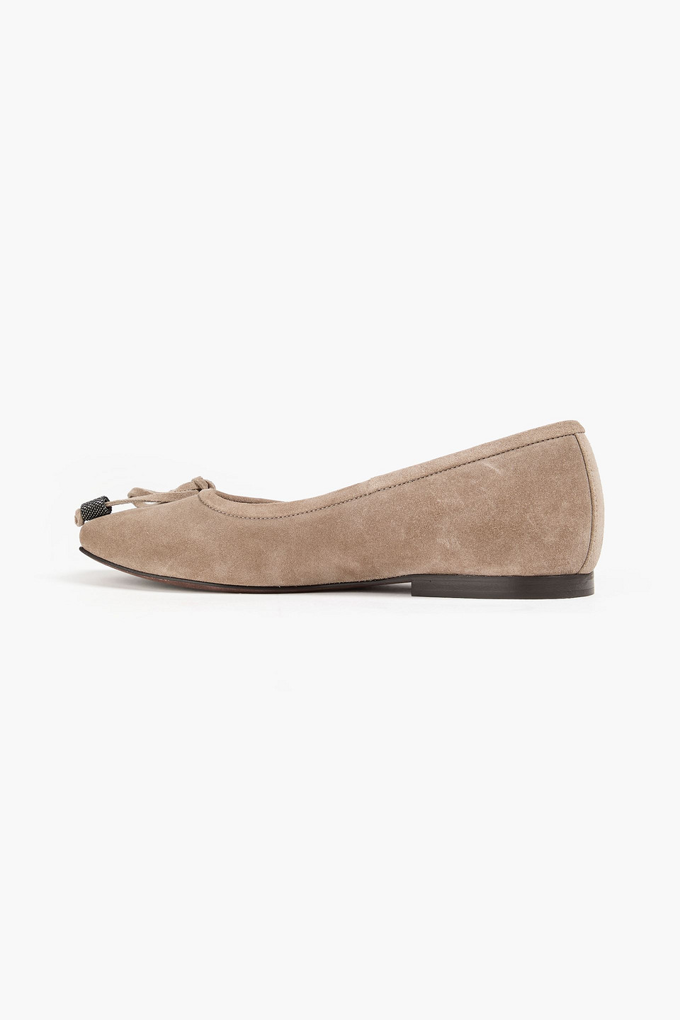  Brunello Cucinelli - Bead-embellished Suede Ballet Flats - Neutral - Eu 37 