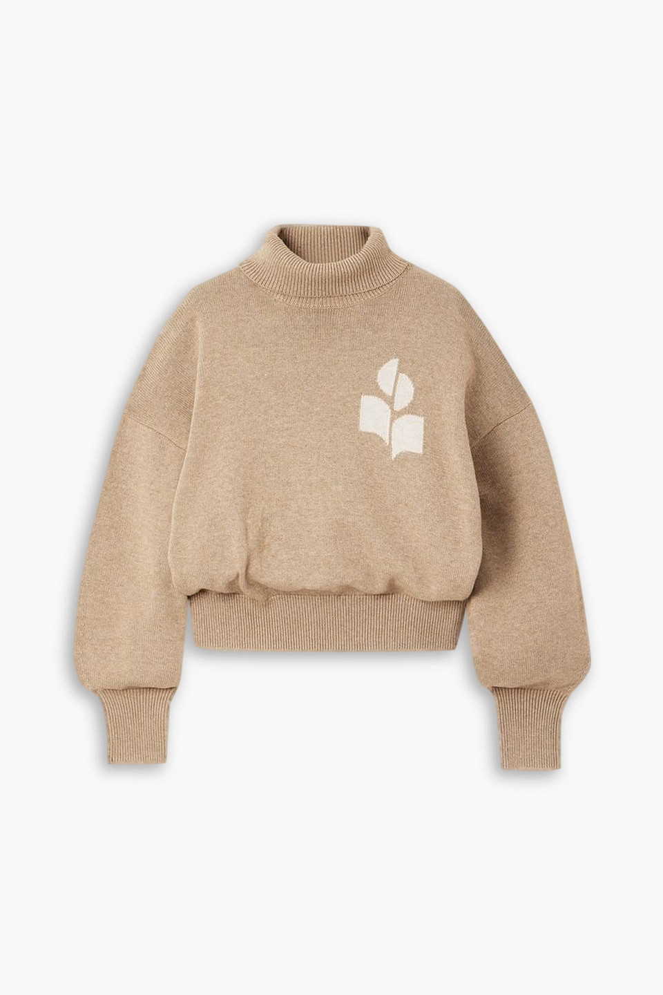 Isabel Marant Étoile Nash Intarsia Cotton And Wool-blend Turtleneck Sweater In Sand