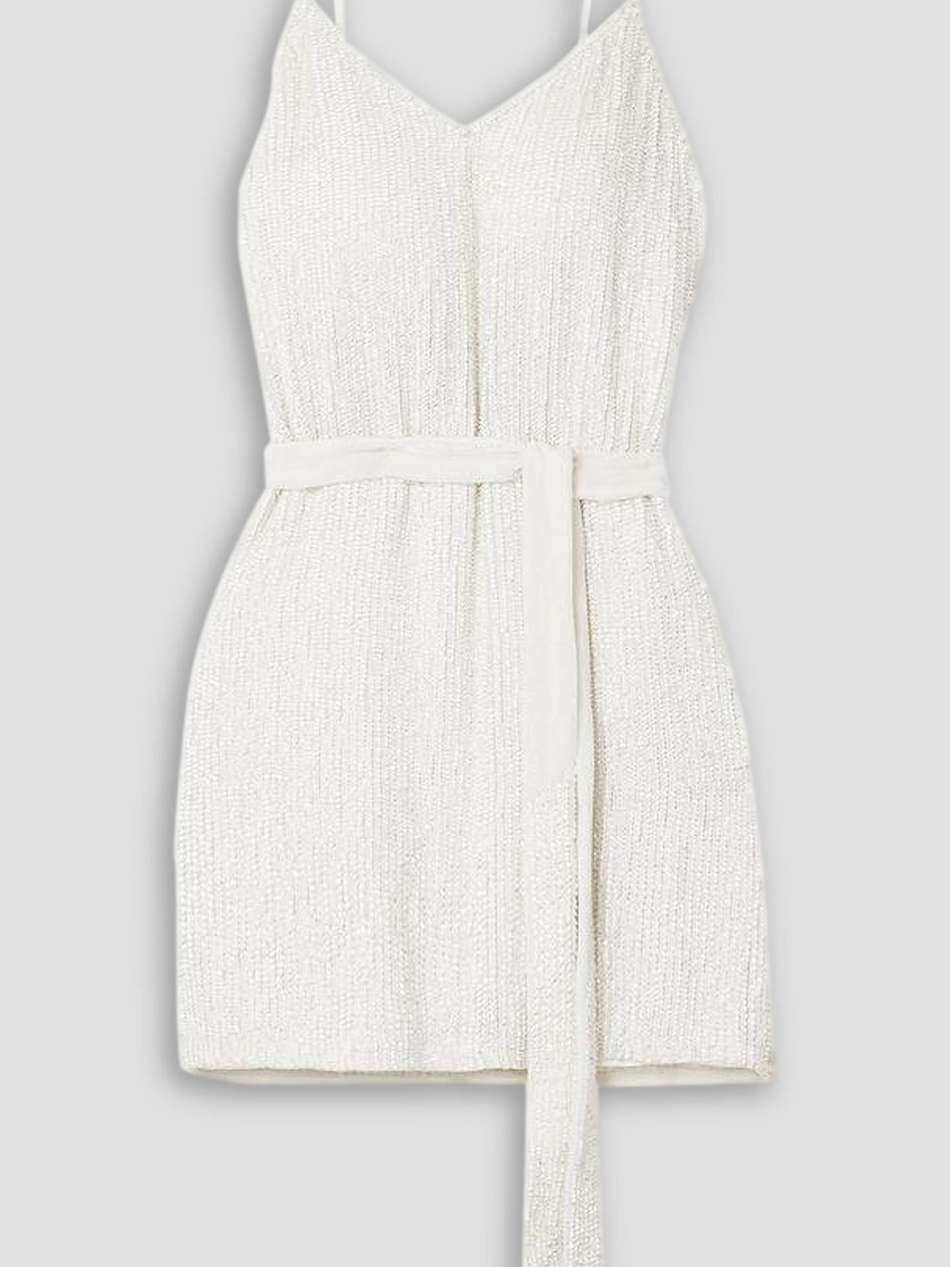 claire belted sequined chiffon mini dress