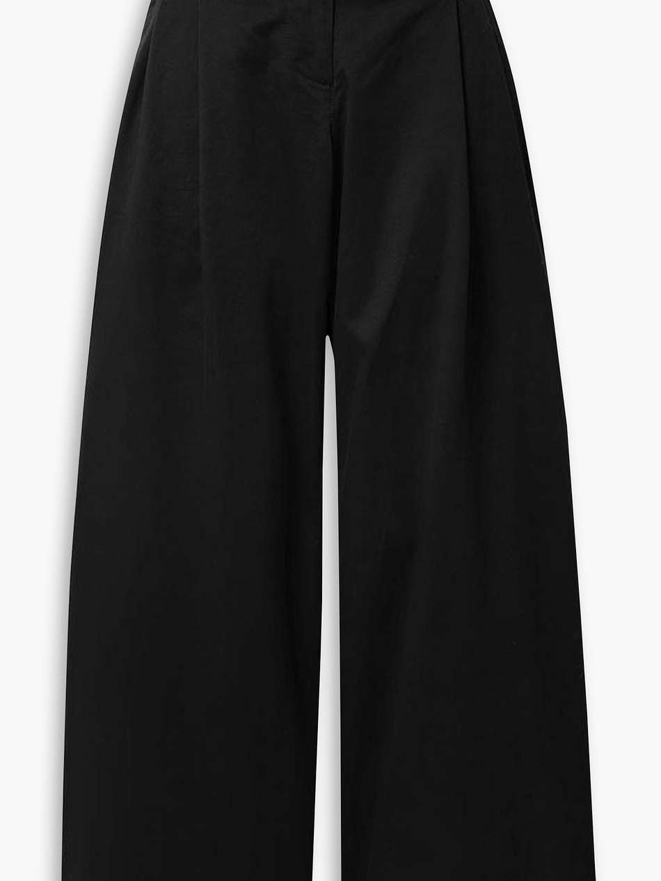 raver belted cotton-blend twill wide-leg pants