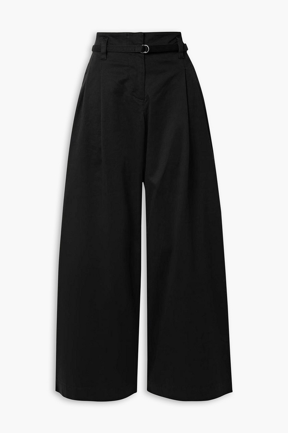 Proenza Schouler Raver Belted Cotton-blend Twill Wide-leg Pants In Black