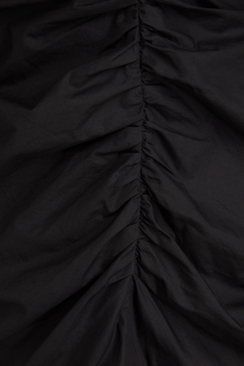 Ganni Ruched Cotton-poplin Mini Dress In Black