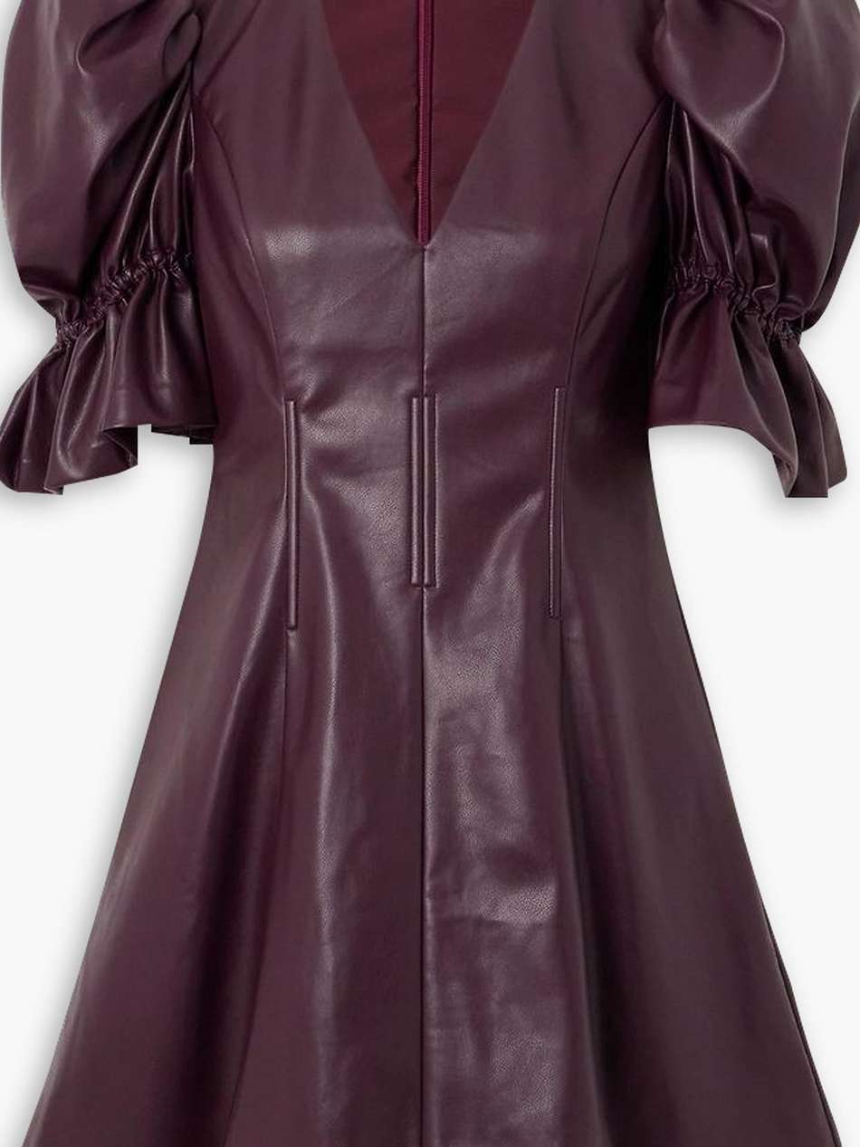 kaimana pleated faux leather mini dress