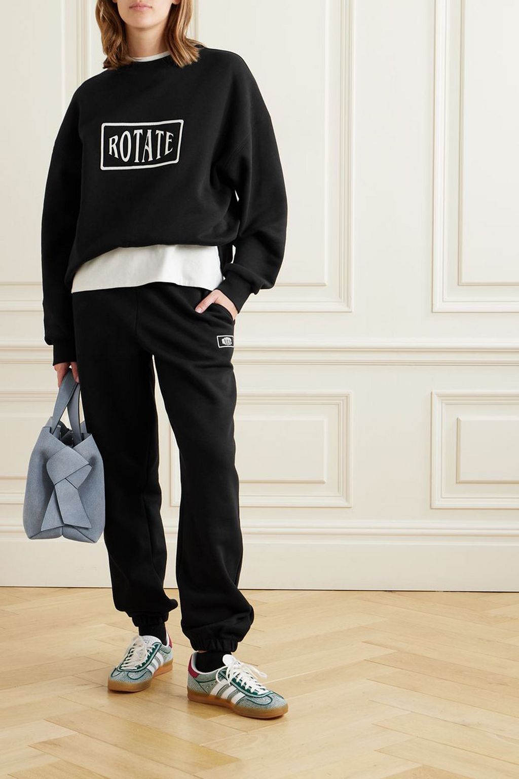 ROTATE BIRGER CHRISTENSEN Mimi logo-embroidered cotton tapered sweatpants