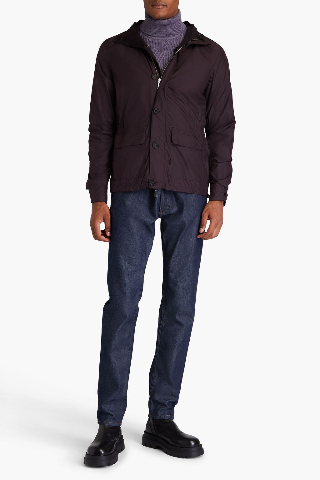 CANALI جاكيت من صوف الجيرسي وقماش عازل يمكن ارتداؤه على الوجهين
