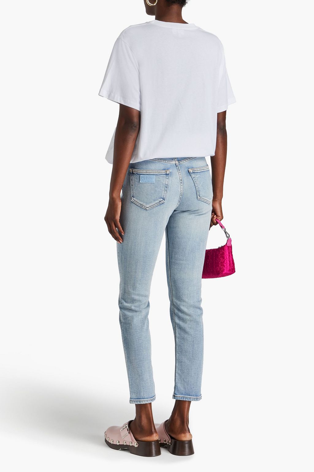 GANNI Faded high-rise slim-leg jeans