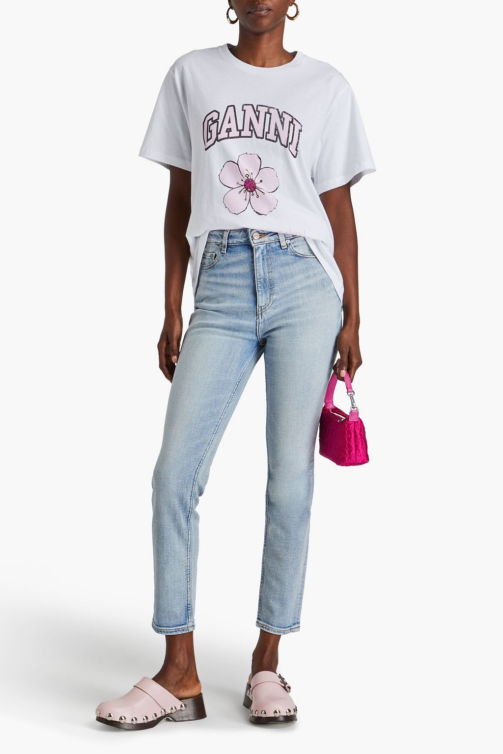 GANNI Faded high-rise slim-leg jeans