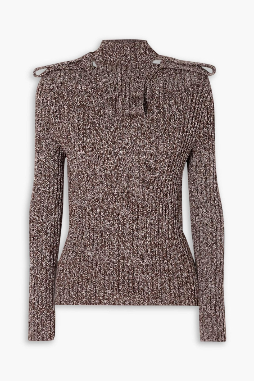 Mélange ribbed cotton turtleneck sweater