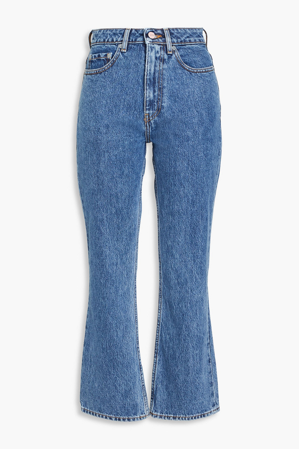 Ganni Blue Rigid Betzy Jeans In Mid Denim