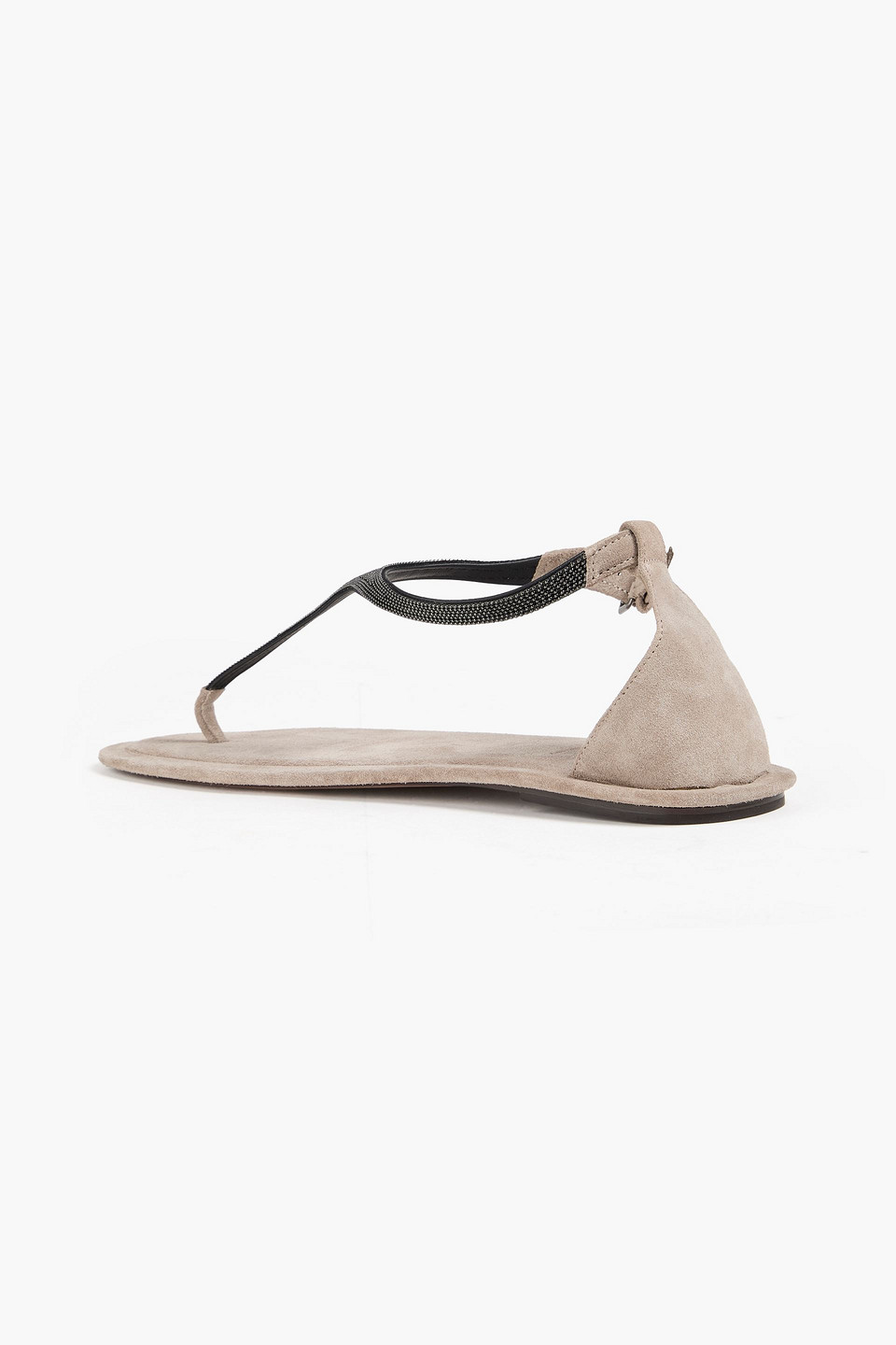 Brunello Cucinelli Woman Thong Sandal Dark Brown Size 8 Leather In Multi