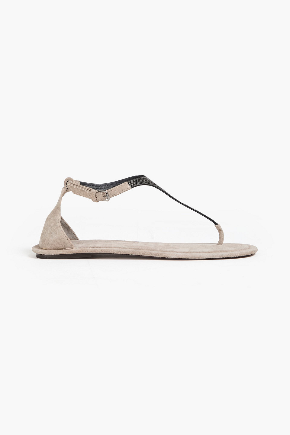 BRUNELLO CUCINELLI BEAD-EMBELLISHED SUEDE SANDALS