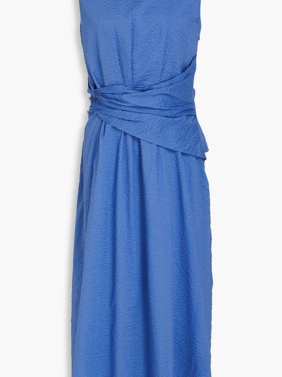 draped textured-cotton midi dress