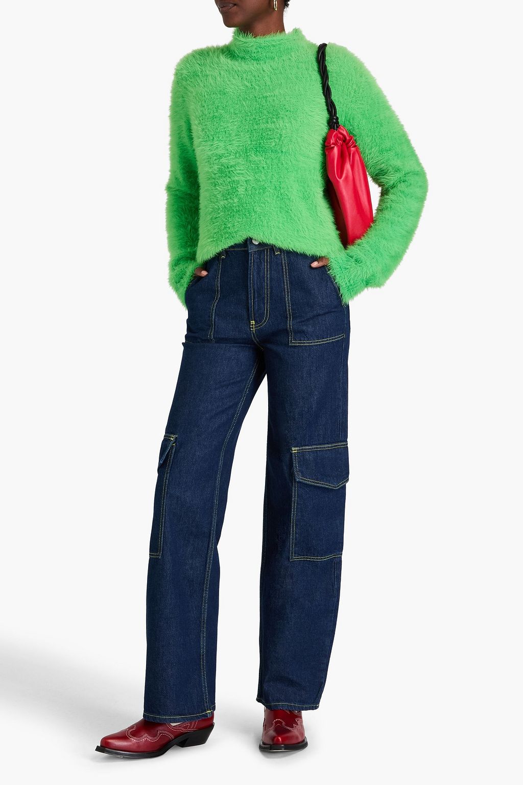 GANNI High-rise cargo jeans