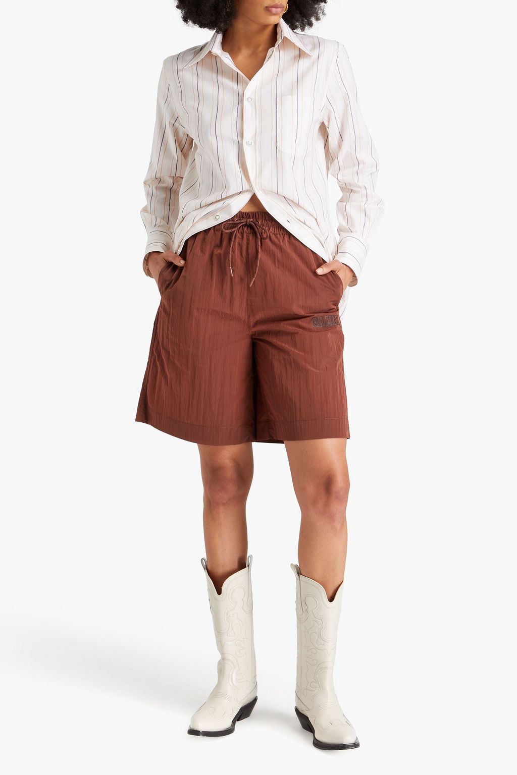 大人の上質  GANNI (アウトネット) OUTNET THE | ショートパンツ リップストップ パンツ