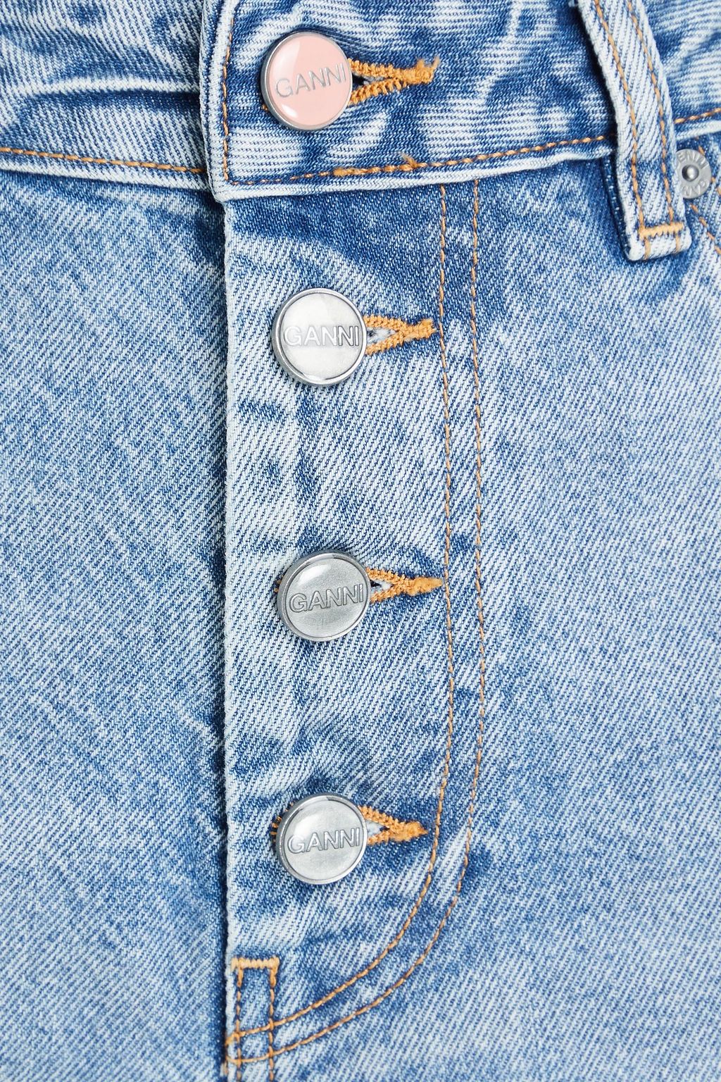 GANNI Faded high-rise straight-leg jeans