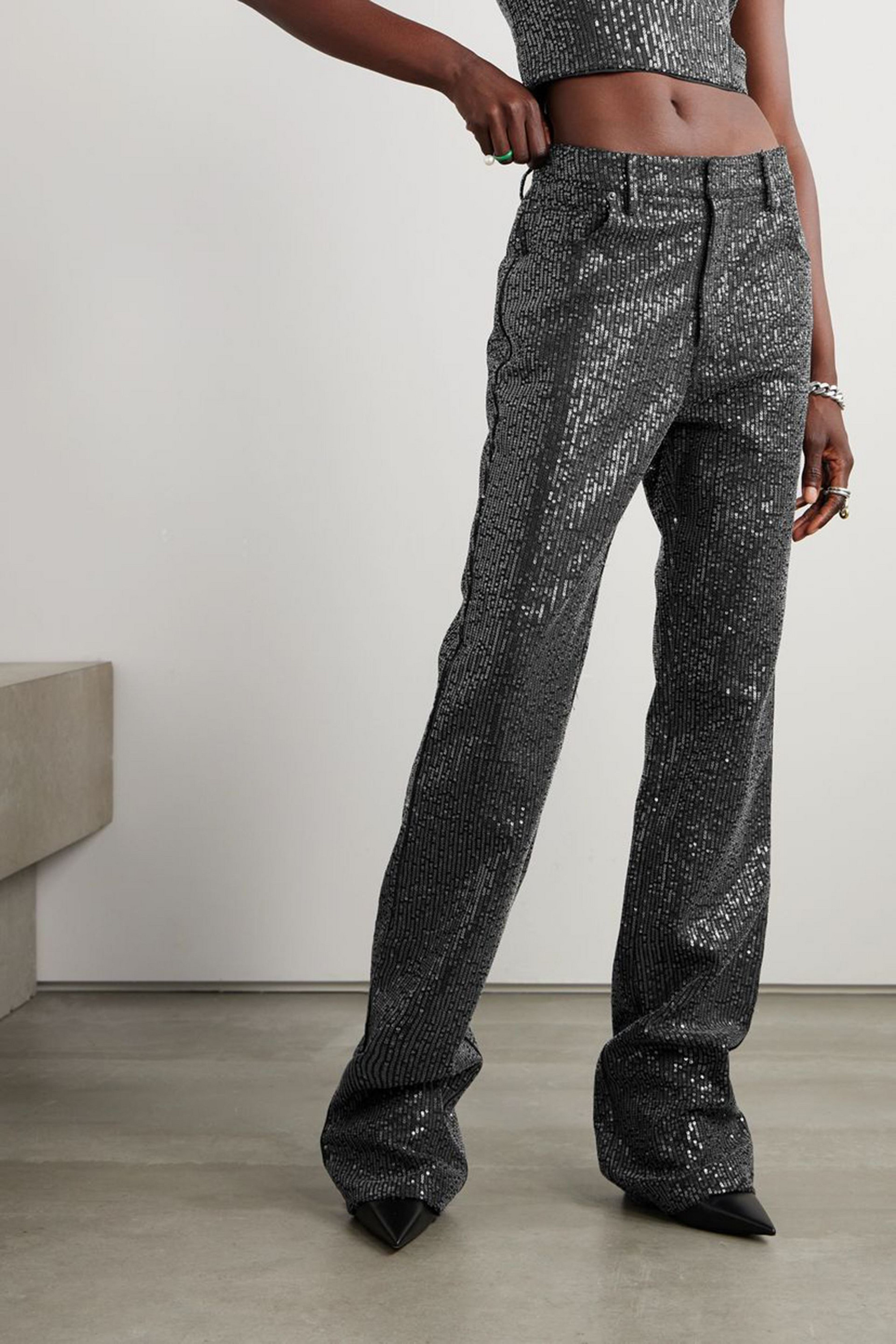 ROTATE Birger Christensen Rottan sequin-embellished mid-rise straight-leg jeans