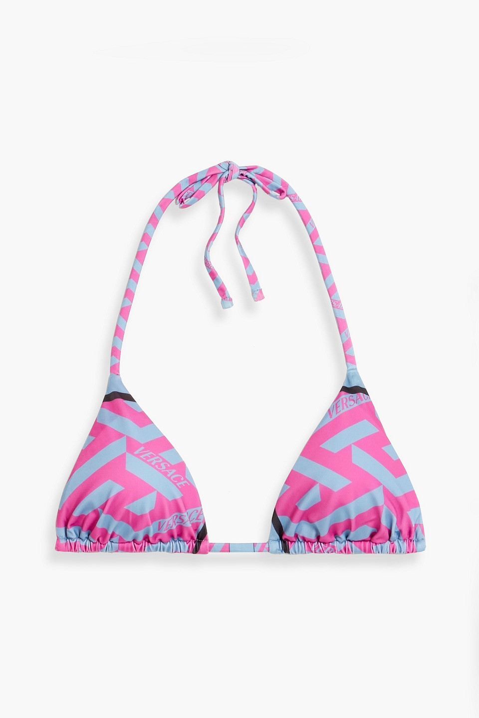Versace Printed Triangle Bikini Top In Magenta
