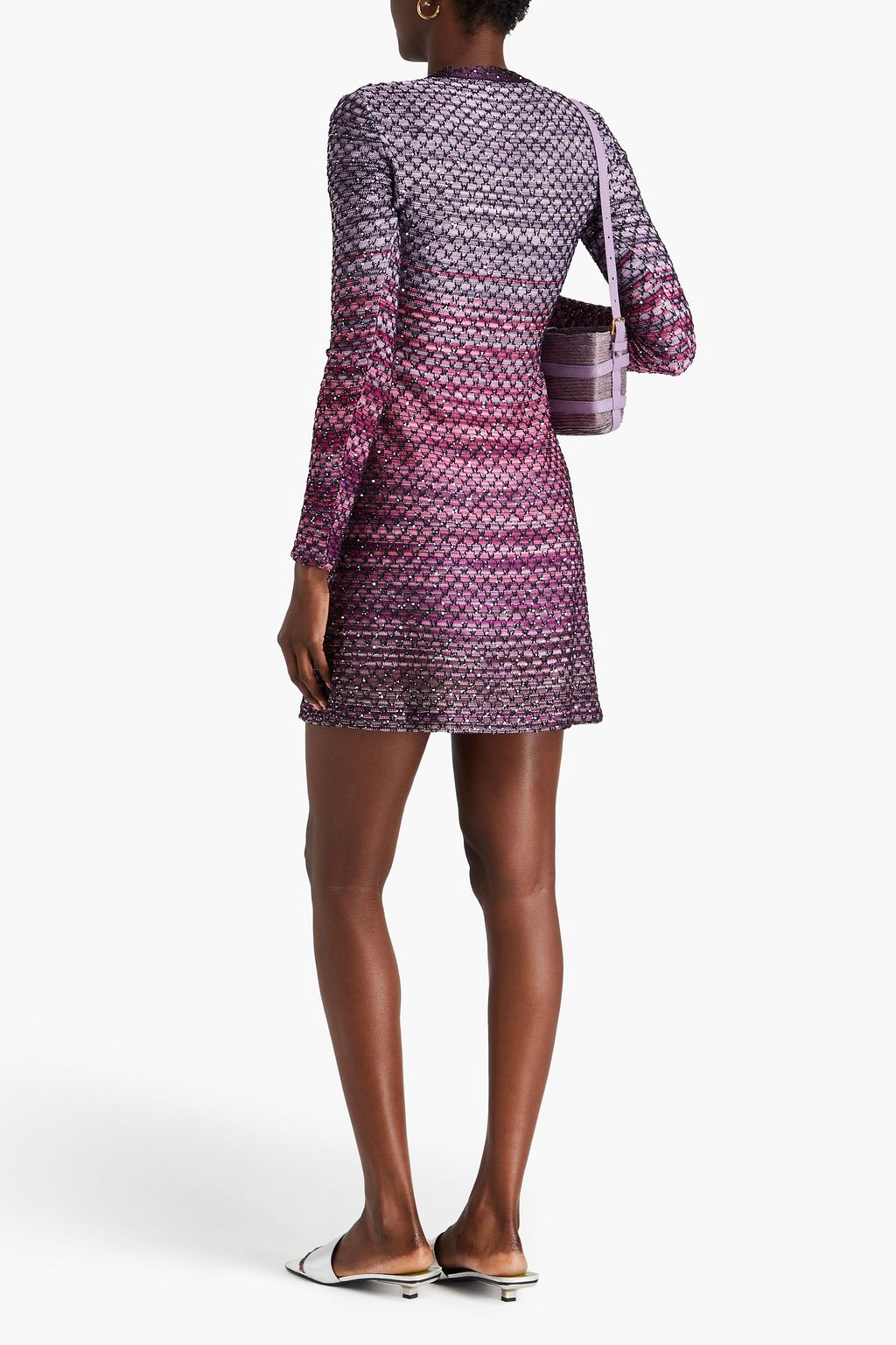 MISSONI Embellished crochet-knit mini dress