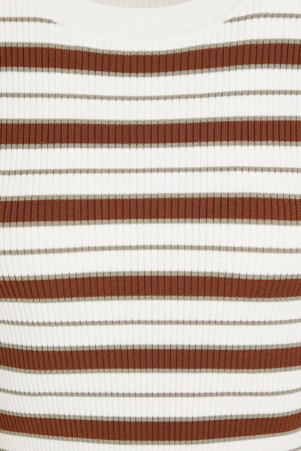 Frame Womens Mocha Multi Stripe-print Crew-neck Stretch-woven Blend Jumper In Ecru