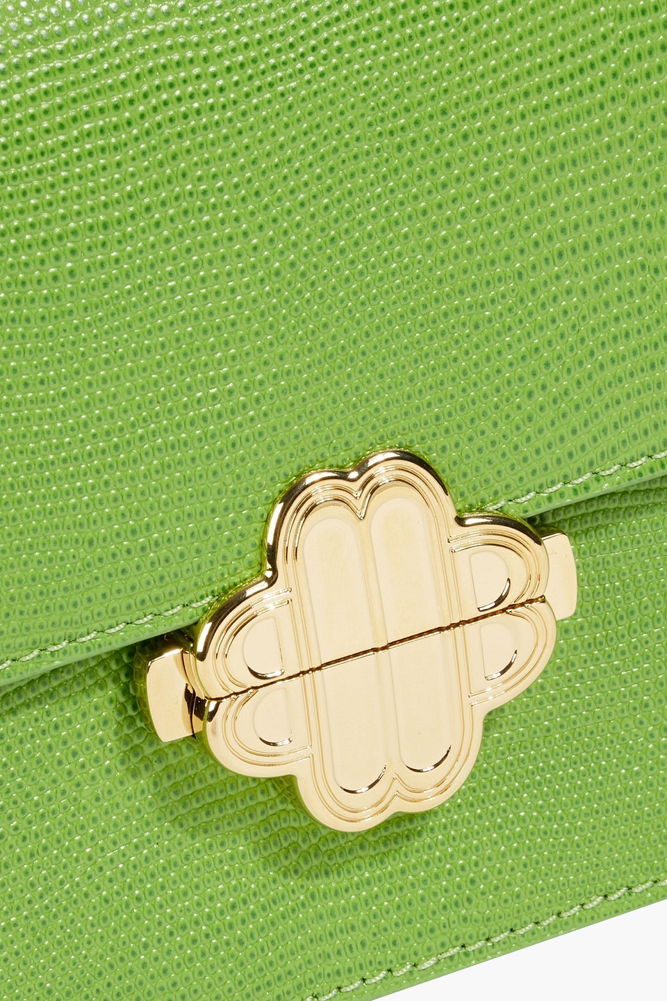 Shop Maje Lizard-effect Leather Cross-body Bag In Leaf Green