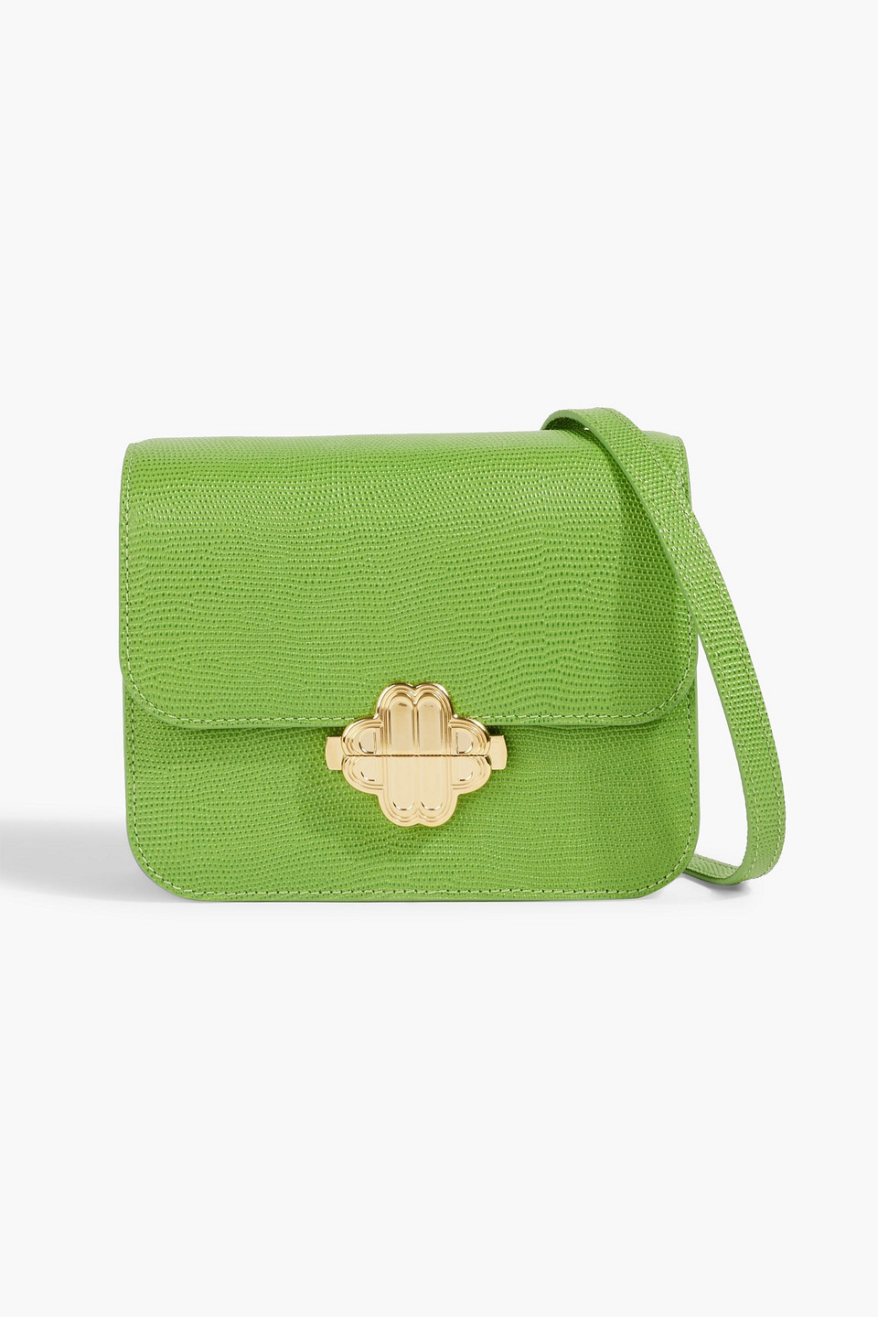 Maje Lizard-effect Leather Cross-body Bag In Leaf Green