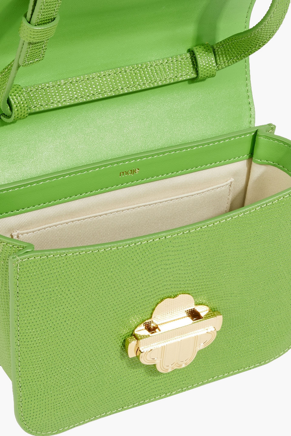 Shop Maje Lizard-effect Leather Cross-body Bag In Leaf Green