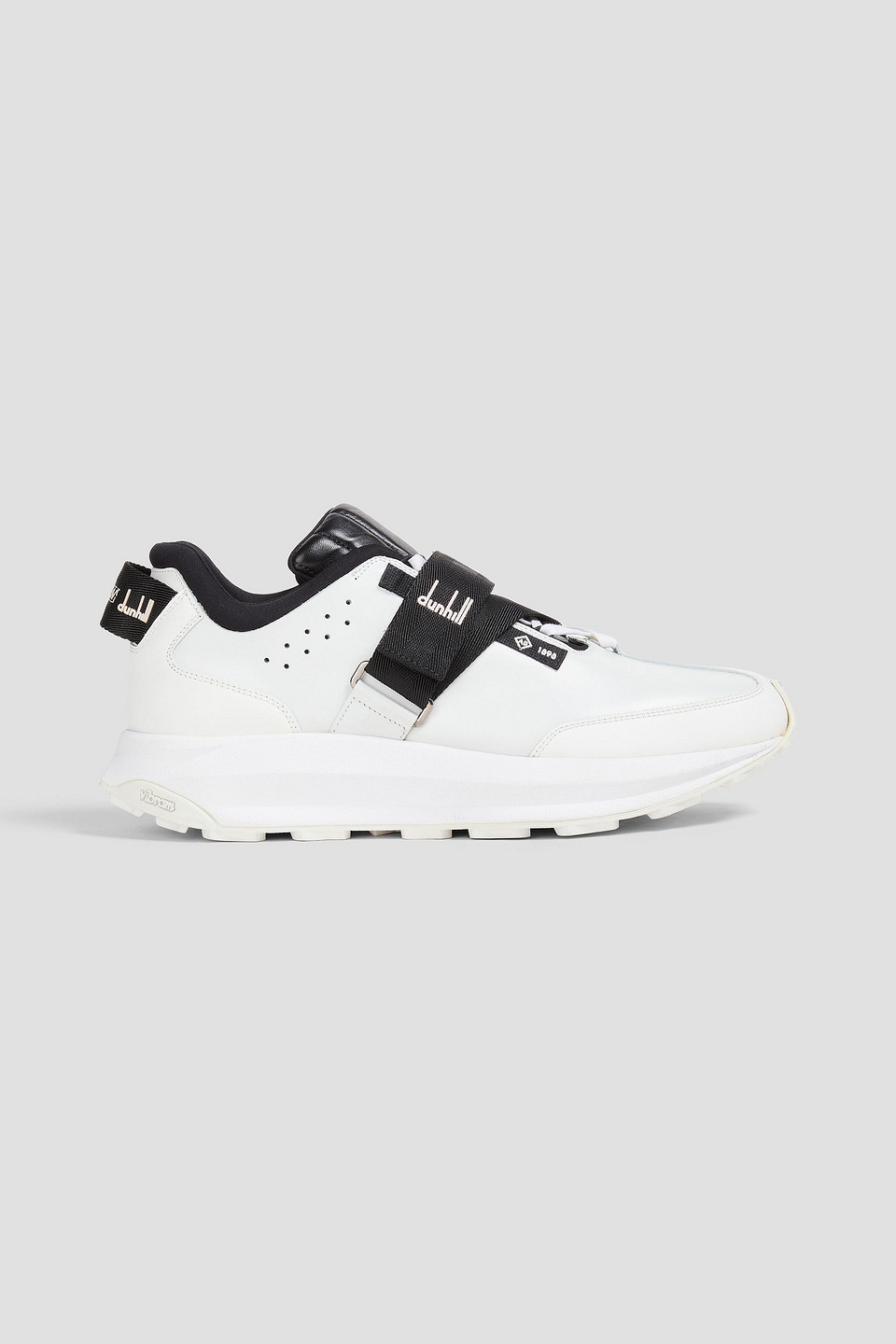 Dunhill Aerial Strap Two-tone Perforated Leather Sneakers In White