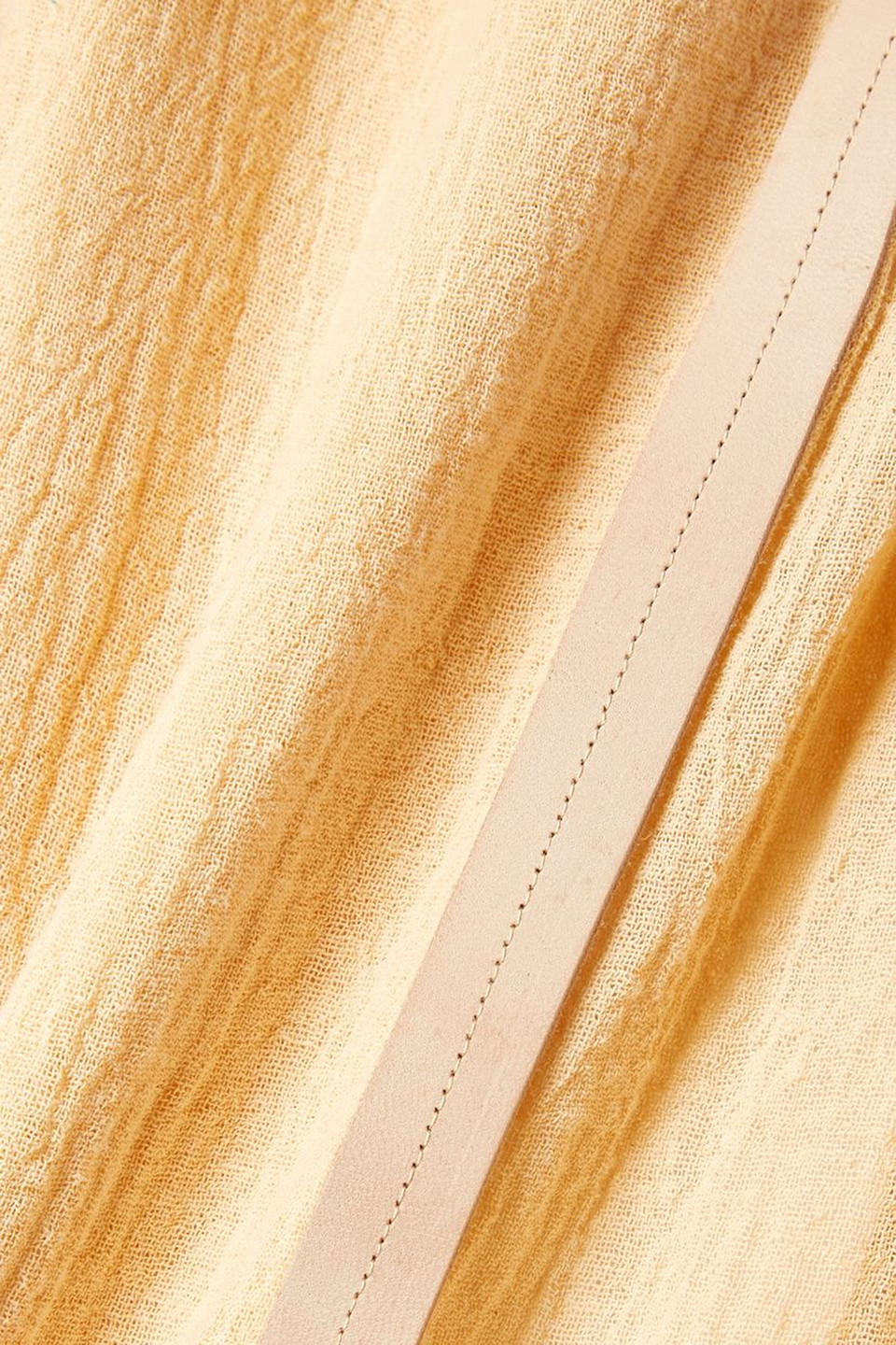 CARAVANA JARAWI LEATHER-TRIMMED COTTON-GAUZE MIDI SKIRT 