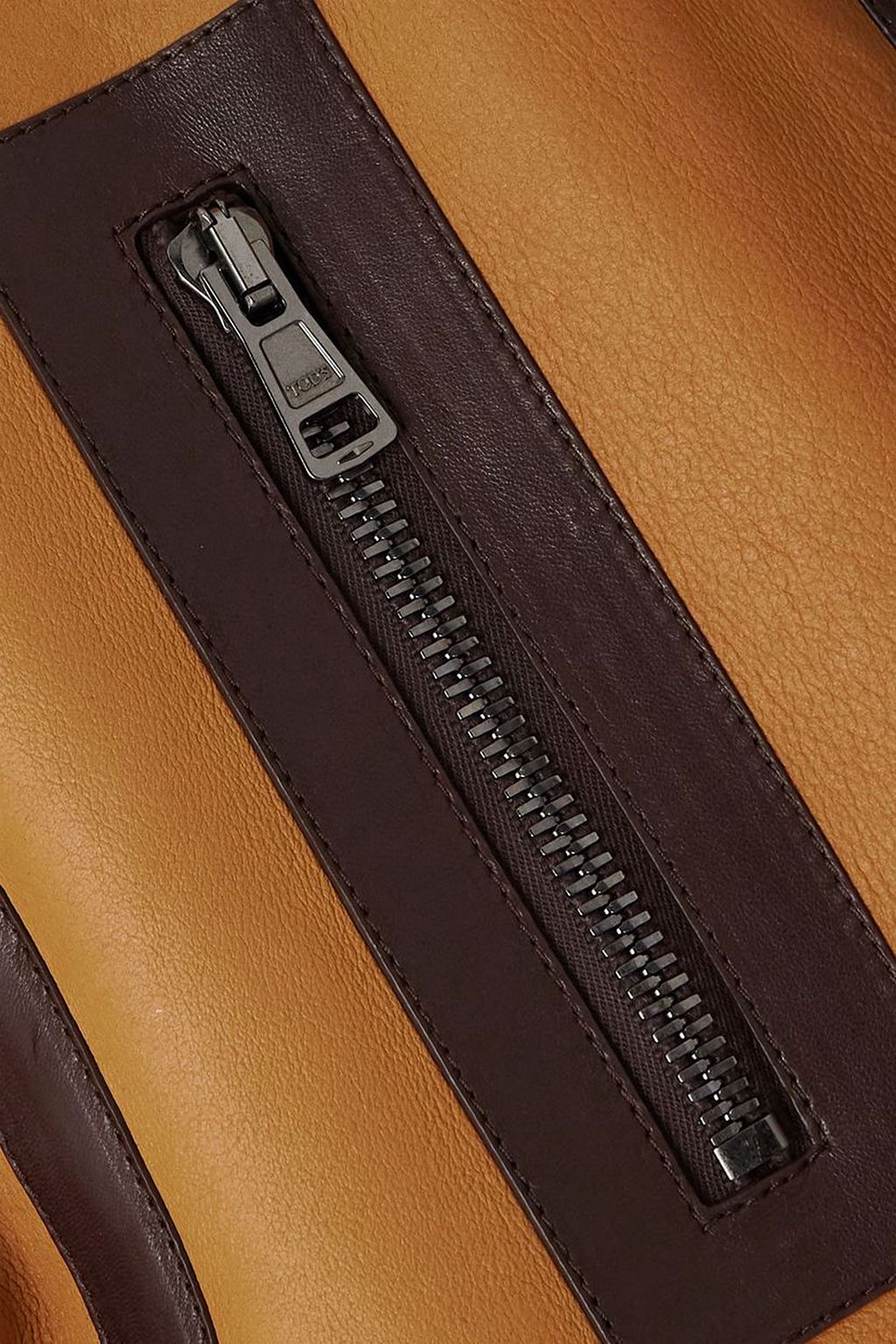 TOD'S Cropped leather-trimmed shearling jacket