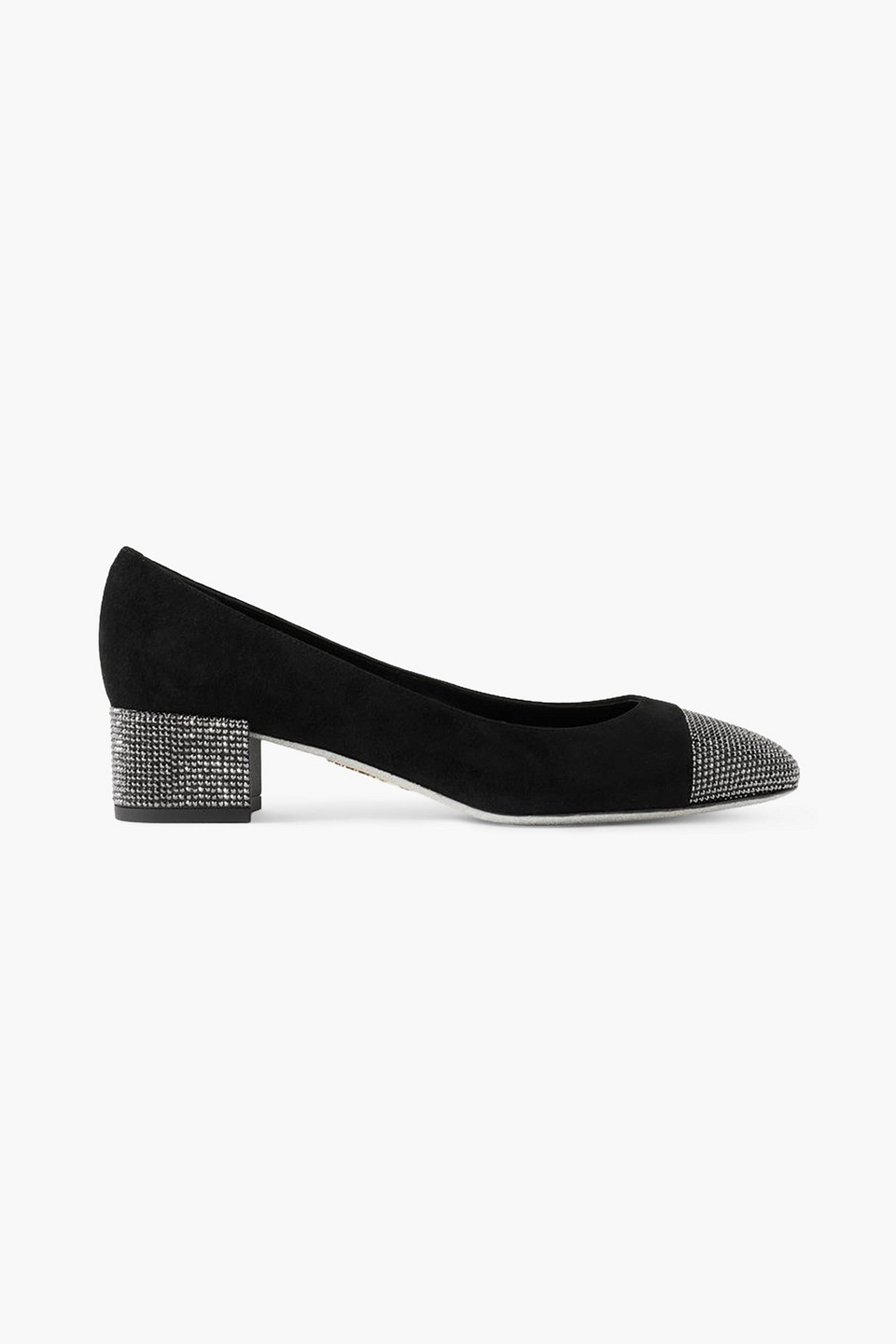 René Caovilla Crystal-embellished Suede Pumps In Black