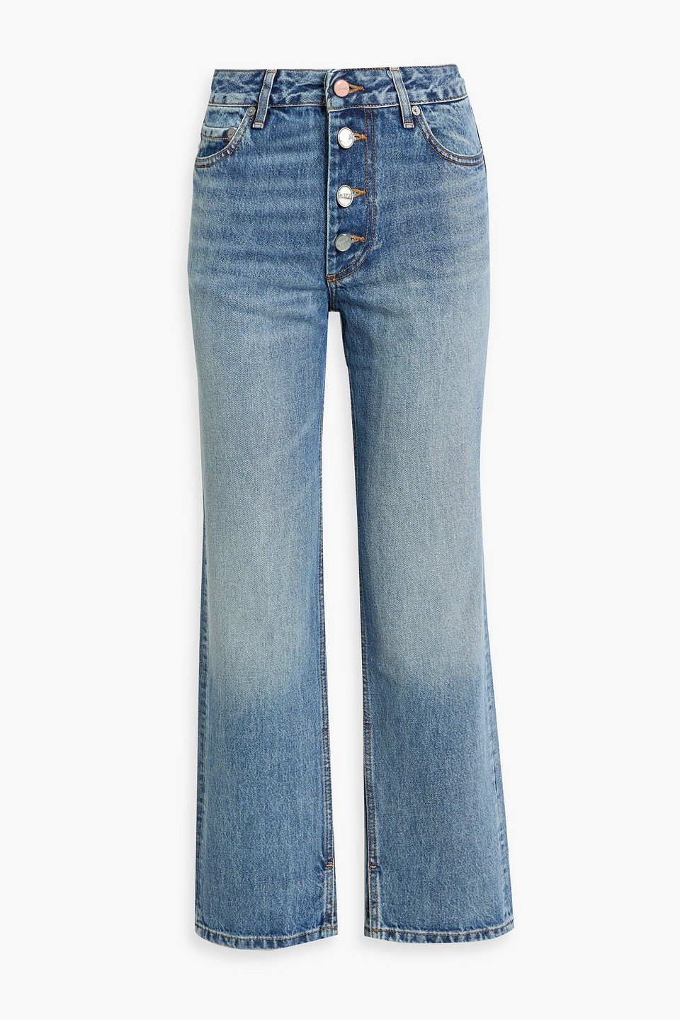 Ganni Lovy High-rise Straight-leg Jeans In Mid Denim