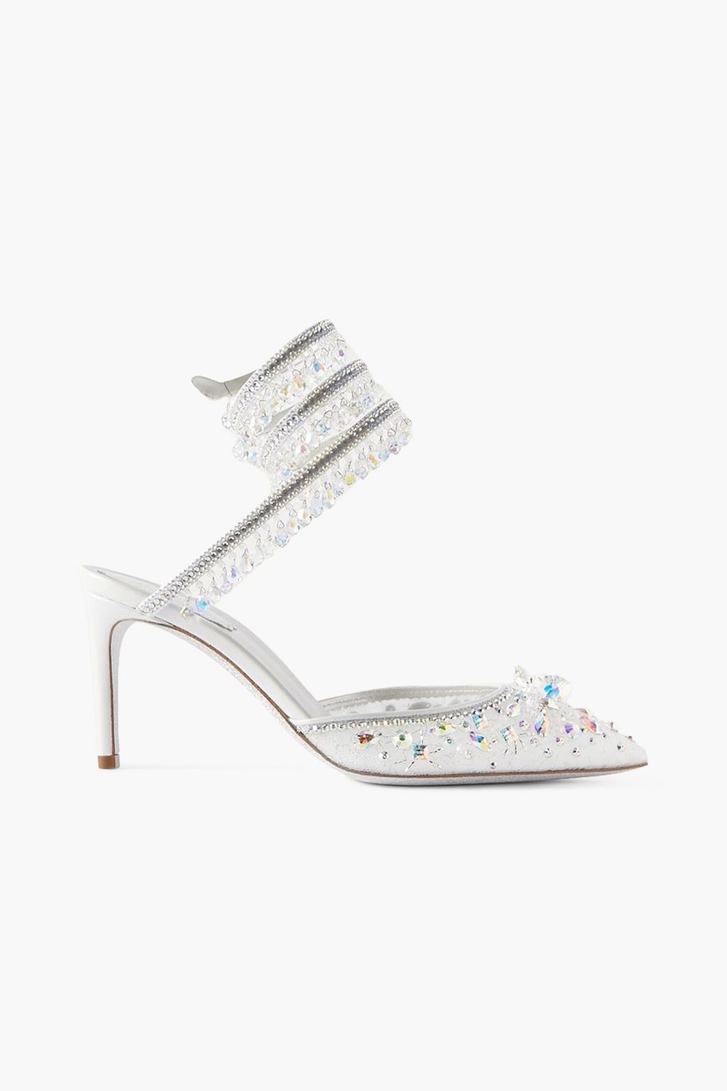 RENE CAOVILLA Crystal embellished lace and leather pumps THE OUTNET