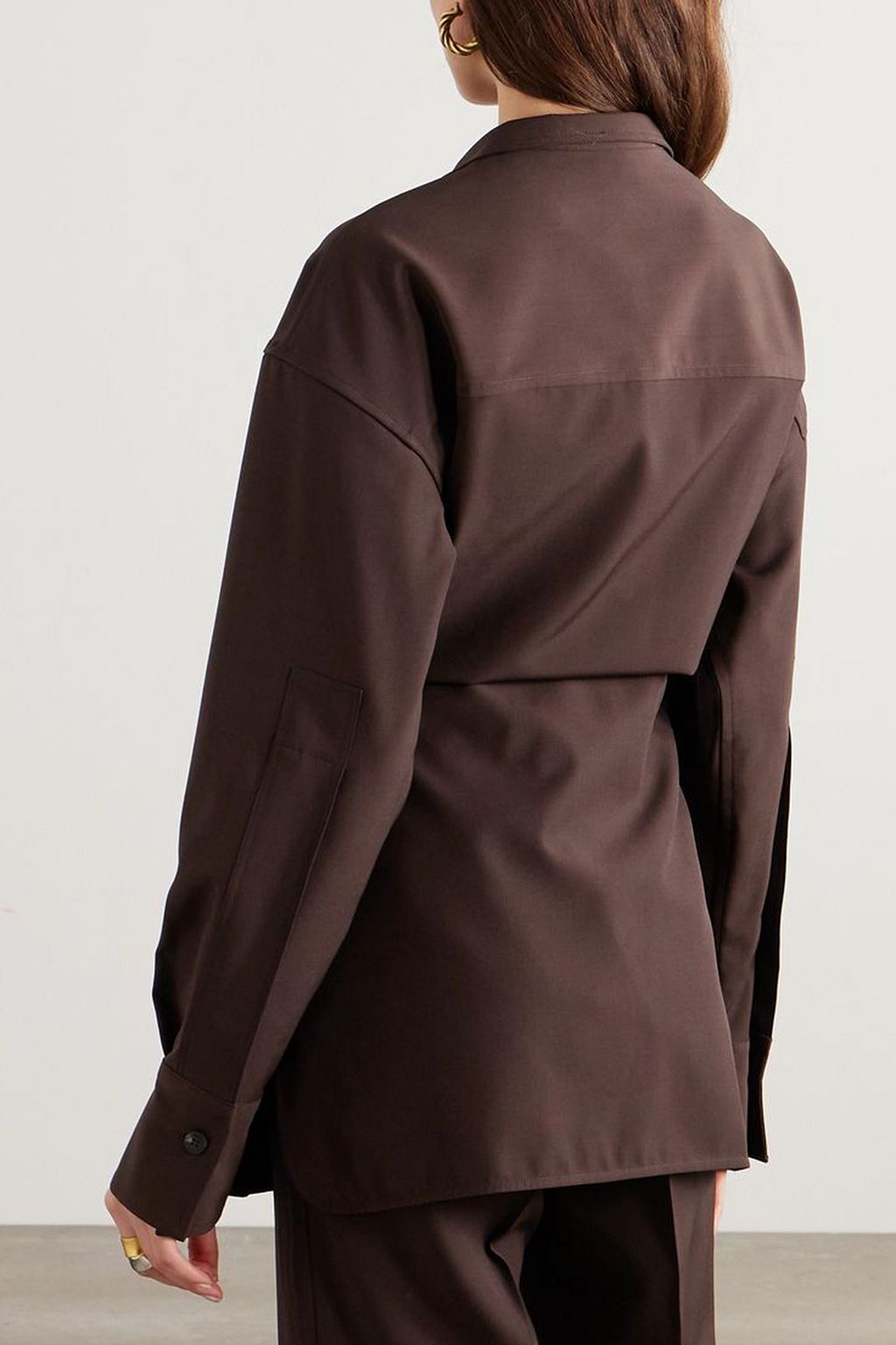 FERRAGAMO Wool-poplin wrap shirt