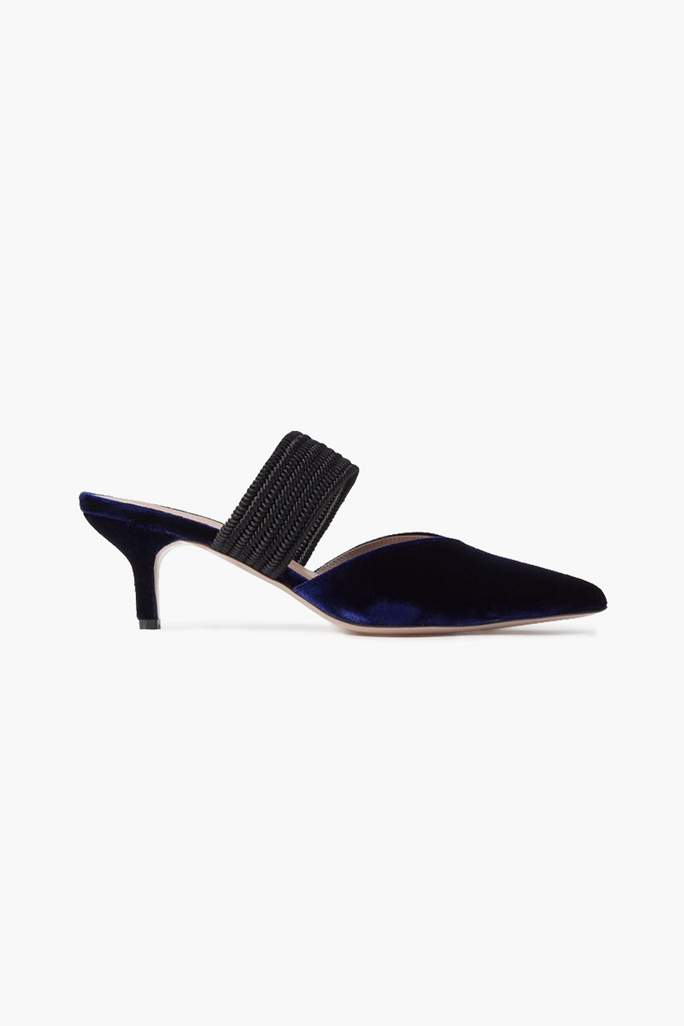 Malone Souliers Maisie 45 Cord-trimmed Velvet Mules In Navy