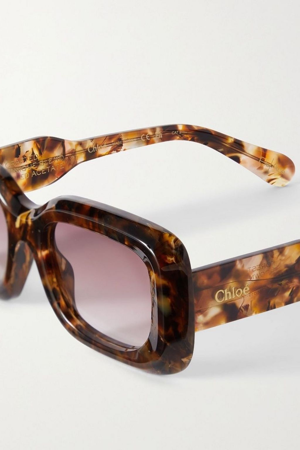 CHLOÉ Gayia square-frame tortoiseshell acetate sunglasses