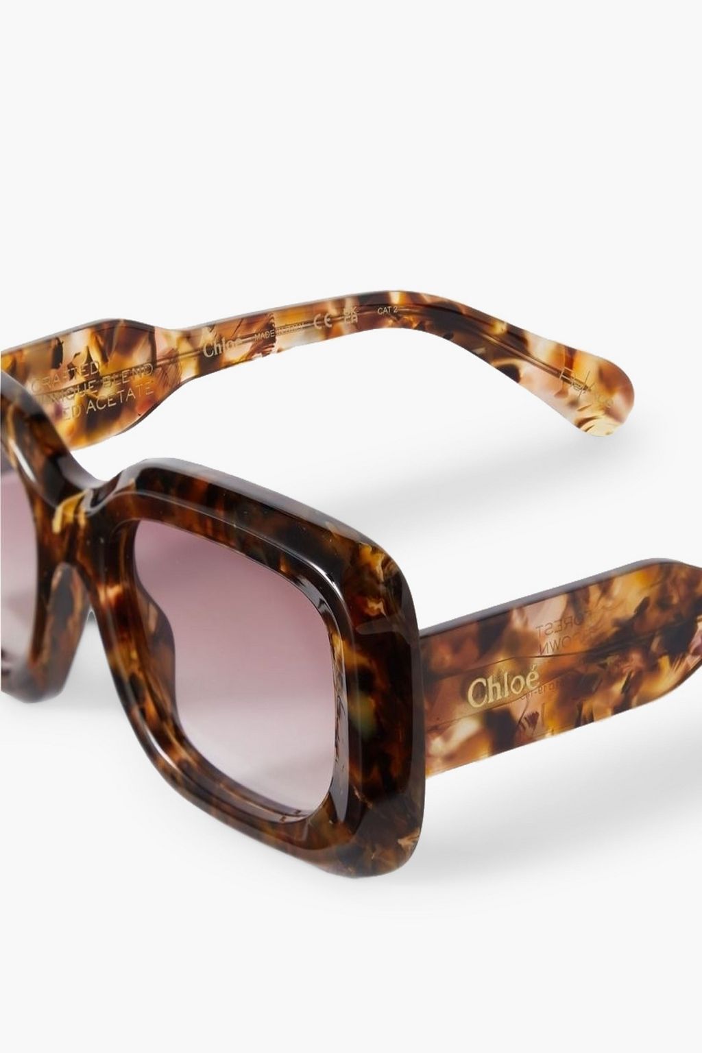 CHLOÉ Gayia square-frame tortoiseshell acetate sunglasses