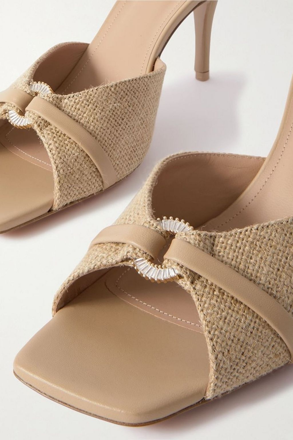 MALONE SOULIERS Patricia 70 crystal-embellished raffia mules