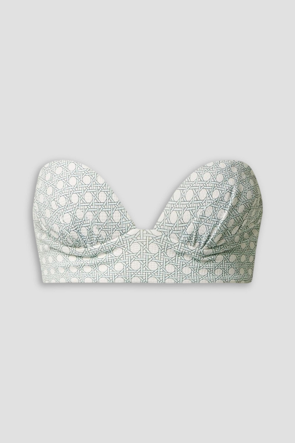 Marysia Bambole Reversible Printed Seersucker Bandeau Bikini Top In Weiss