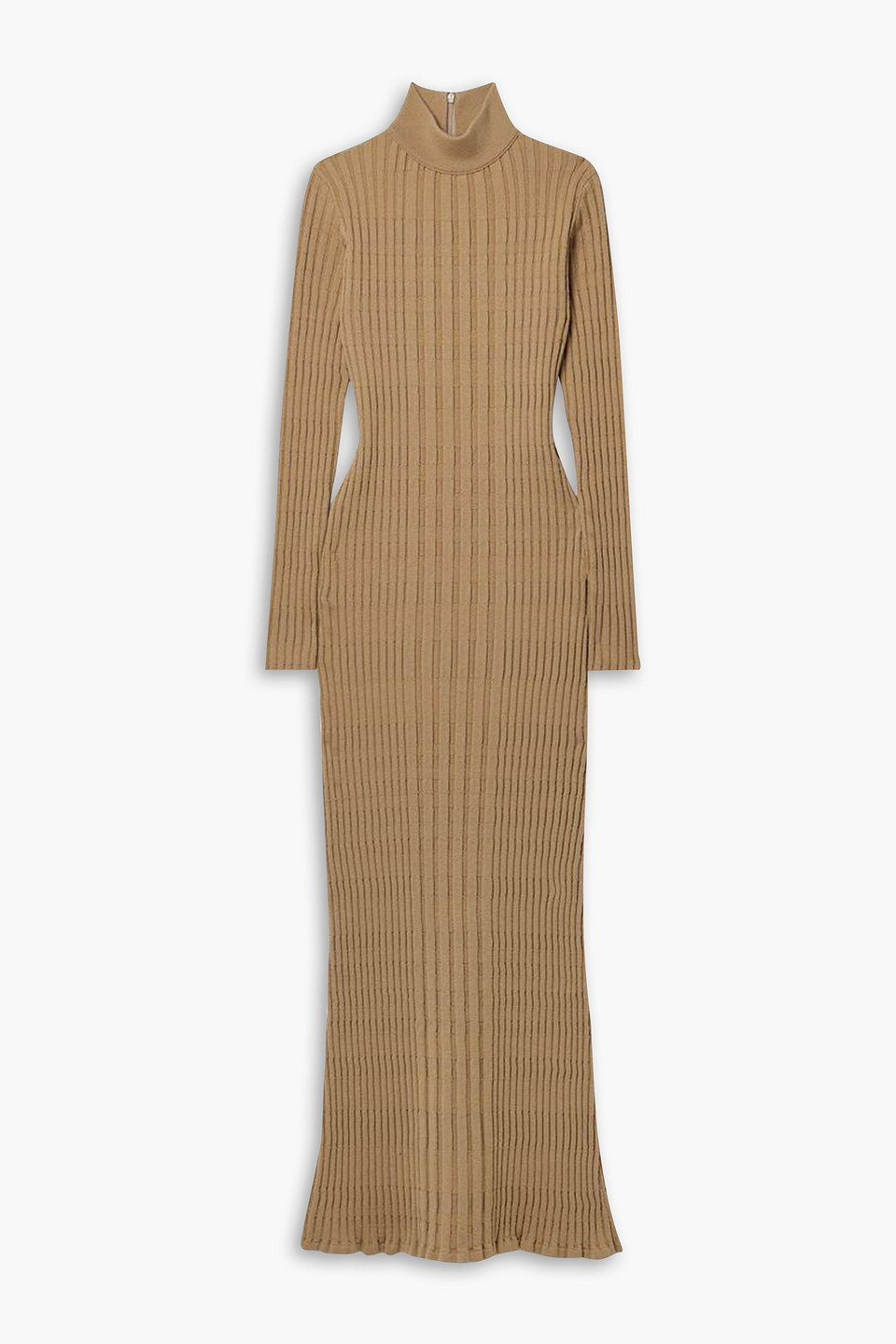 Tod's Ribbed Wool-blend Turtleneck Maxi Dress In Light Brown