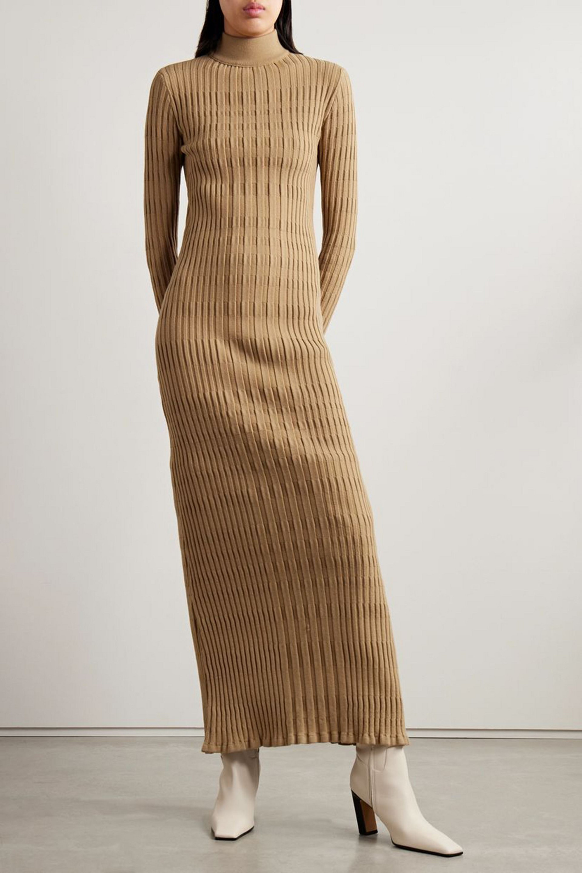 Tod's Ribbed wool-blend turtleneck maxi dress
