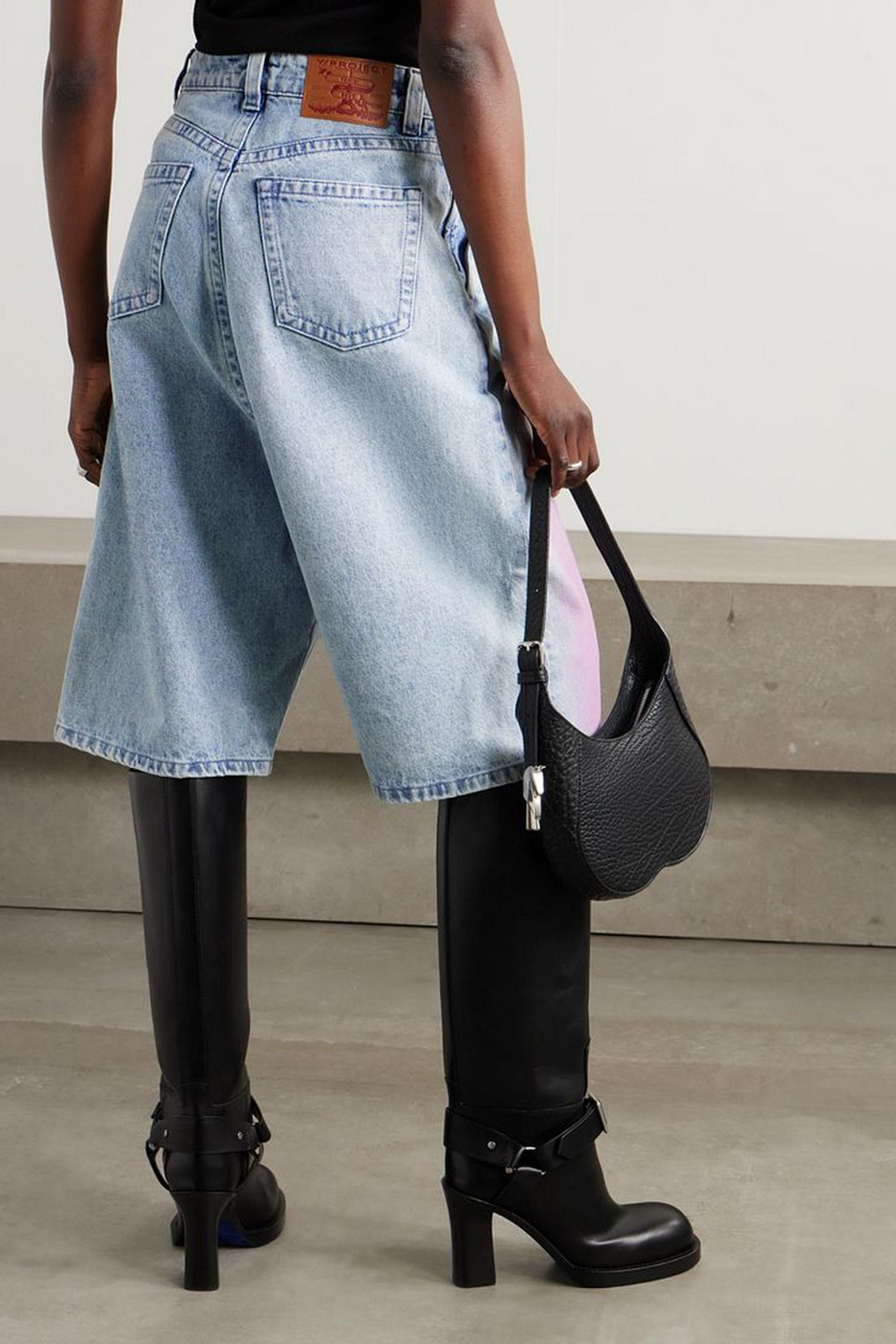 Y/PROJECT SOUFFLÉ FLOCKED DENIM SHORTS
