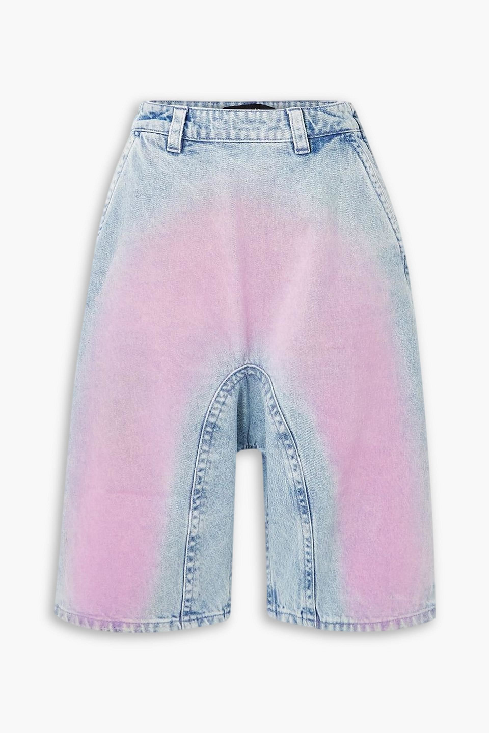 Y/project Soufflé Flocked Denim Shorts In Light Denim