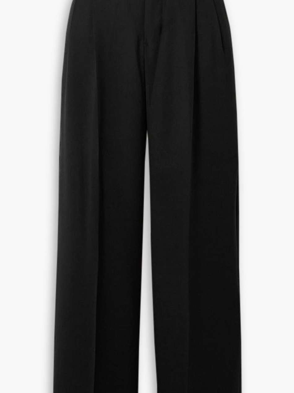 pleated crepe wide-leg pants