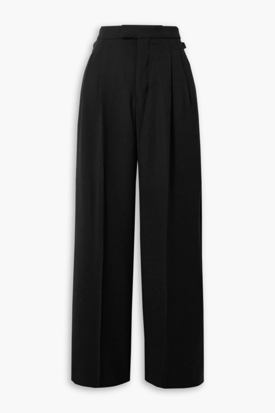 Pleated crepe wide-leg pants
