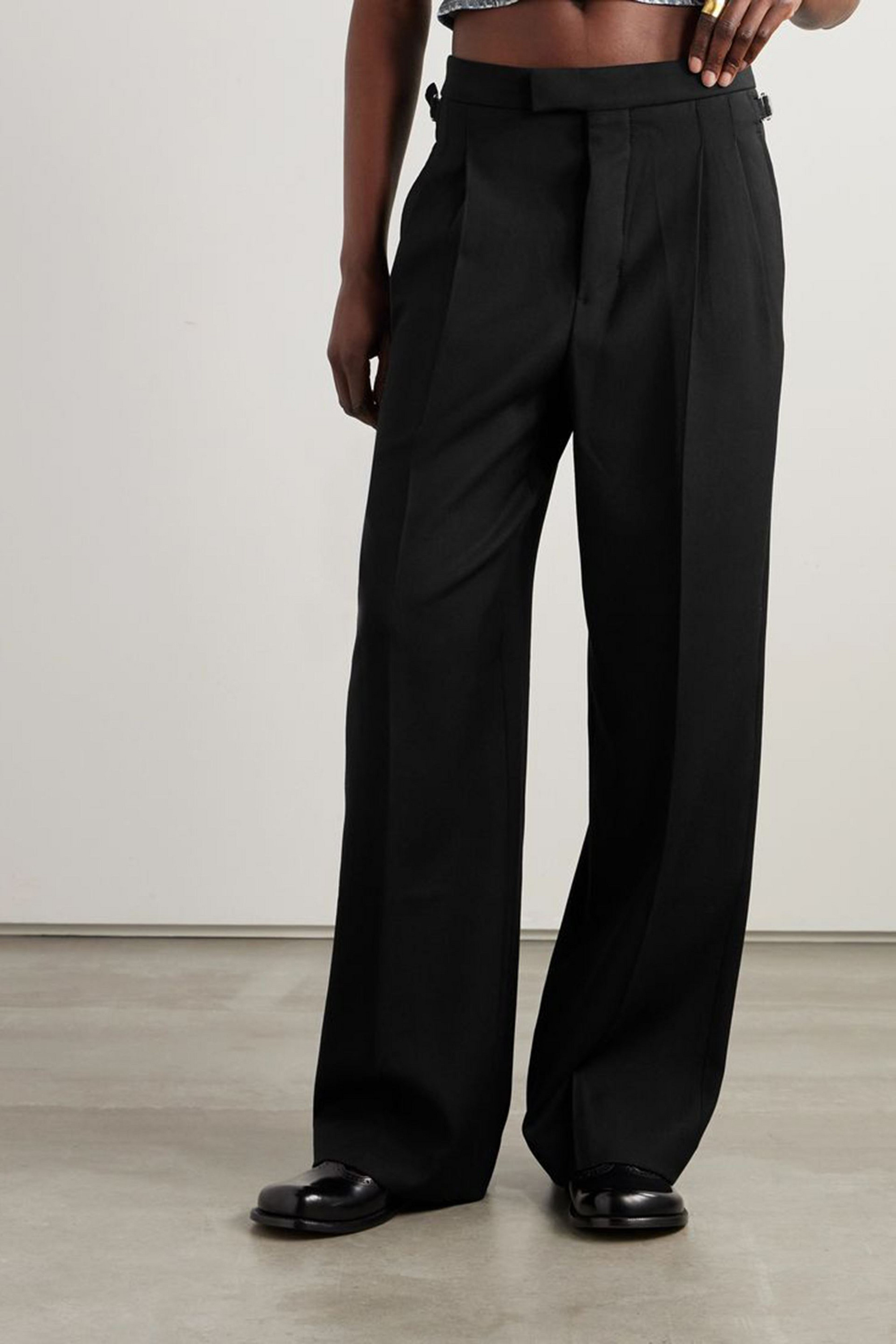 AMI ALEXANDRE MATTIUSSI Pleated crepe wide-leg pants