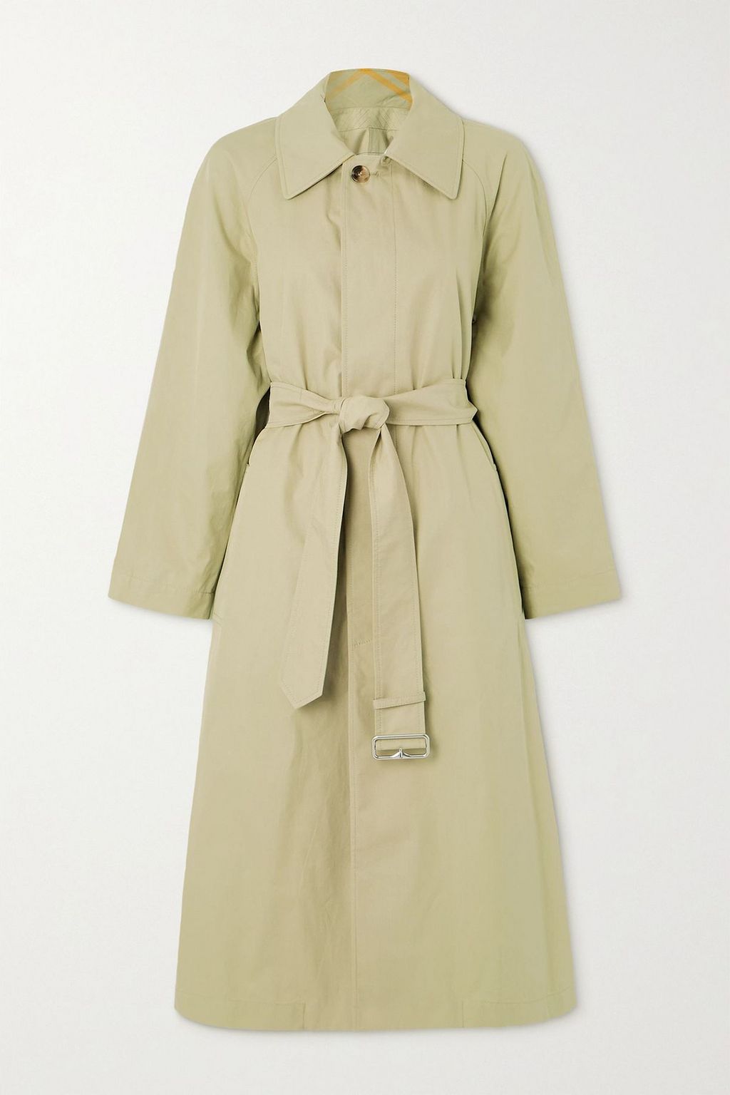 BURBERRY Appliquéd belted checked cotton-gabardine trench coat