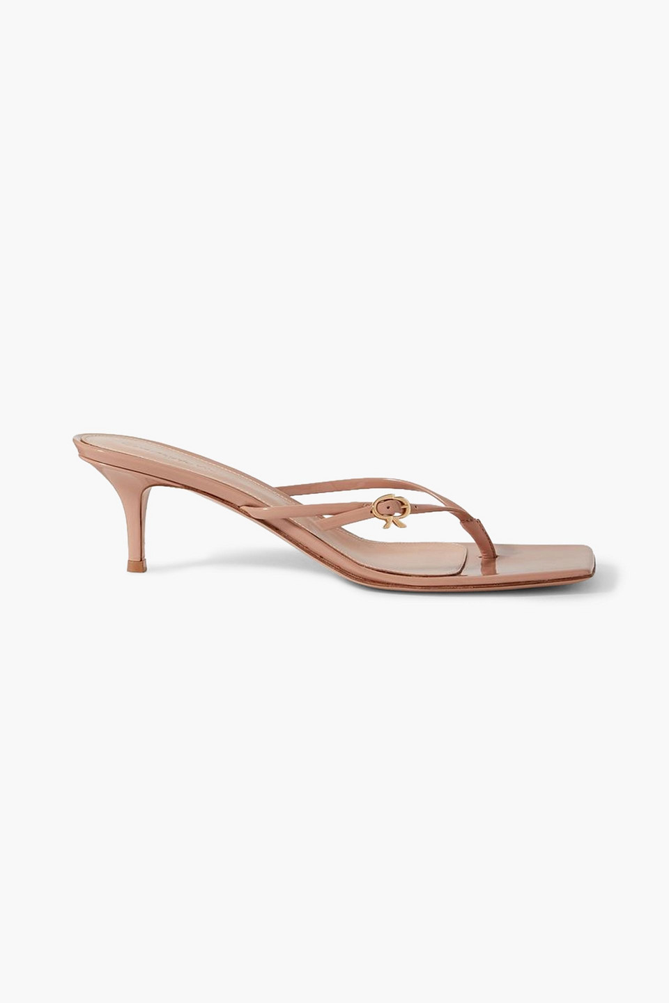 Gianvito Rossi Vernice 55 Buckled Patent-leather Mules In Neutral