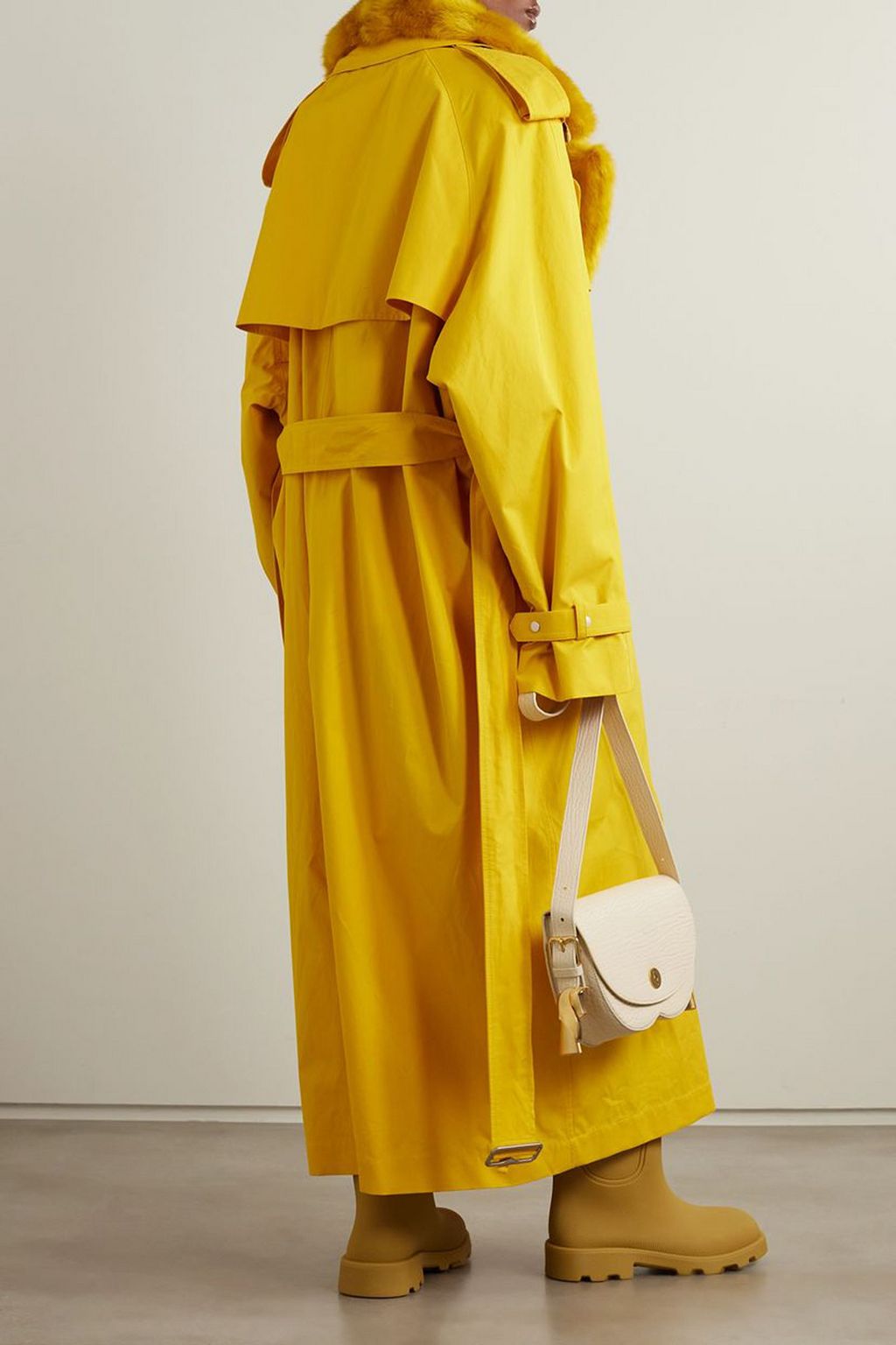 BURBERRY Convertible faux fur-trimmed cotton-canvas trench coat