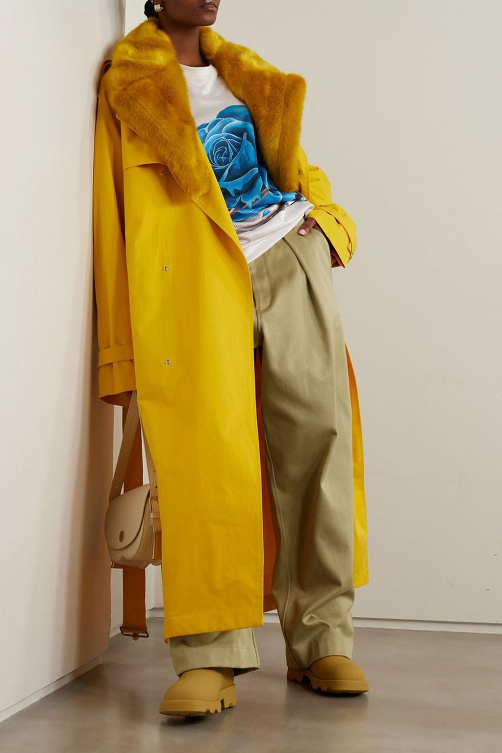 BURBERRY Convertible faux fur-trimmed cotton-canvas trench coat